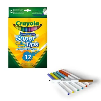Crayola, Super Tips, flamastry zmywalne, 12 szt.