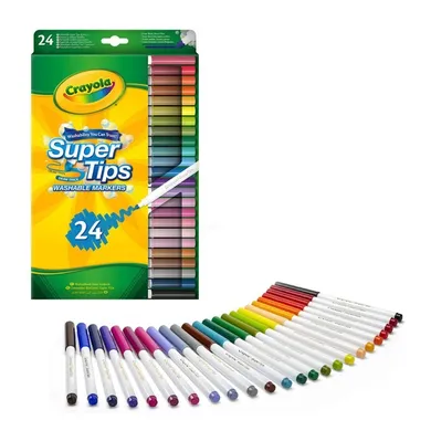 Crayola, Super Tips, flamastry zmywalne, 24 szt.