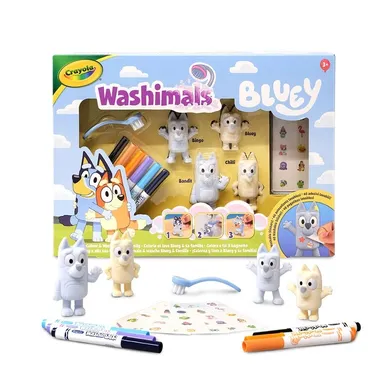 Crayola, Washimals, Bluey, figurki do kolorowania zmywalnymi flamastrami, 4 szt.