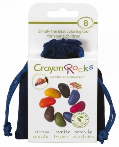 Crayon Rocks, kredki woskowe w aksamitnym woreczku, 8 kolorów