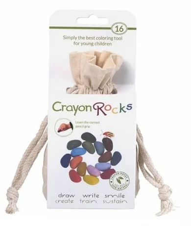 Crayon Rocks, kredki woskowe w bawełnianym woreczku, 16 kolorów