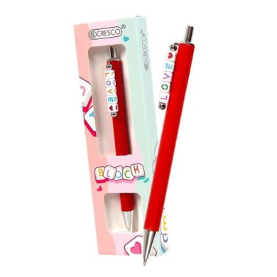 Cresco, Block, długopis z koralikami, w etui, love, czerwony
