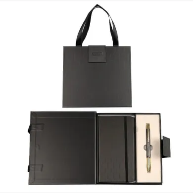 Cresco, Elegant, długopis + notes premium w pudełku, grafitowo-złoty