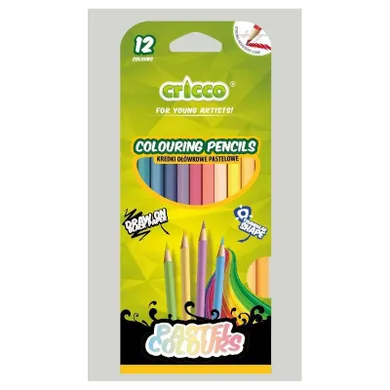 Cricco, kredki ołówkowe, trójkątne, pastelowe, 12 kolorów