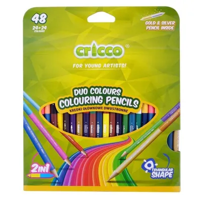 Cricco, kredki trójkątne, dwustronne, 48 kolorów