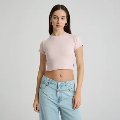 Crop top prążkowany z domieszką modalu NOWEAR