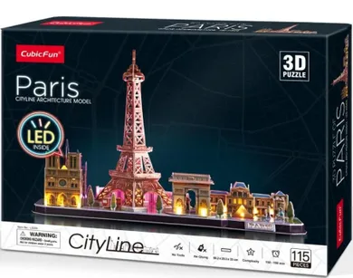 Cubic Fun, City Line, Paryż, puzzle 3D LED, 115 elementów