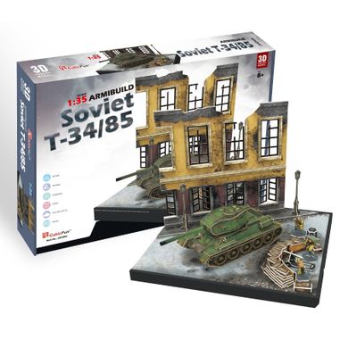 Cubic Fun, Czołg T34-85, puzzle 3D, 213 elementów
