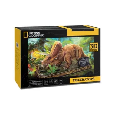 Cubic Fun, National Geographic, puzzle 3D, triceratops, 44 elementy