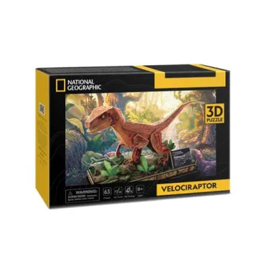 Cubic Fun, National Geographic, puzzle 3D, welociraptor, 63 elementy