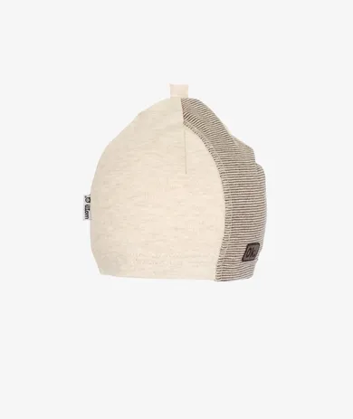 Czapka chłopięca, beżowa, paski, Iltom