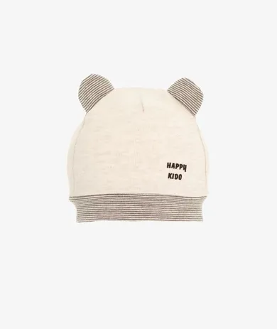 Czapka chłopięca, beżowa, uszy, Happy kido, Iltom
