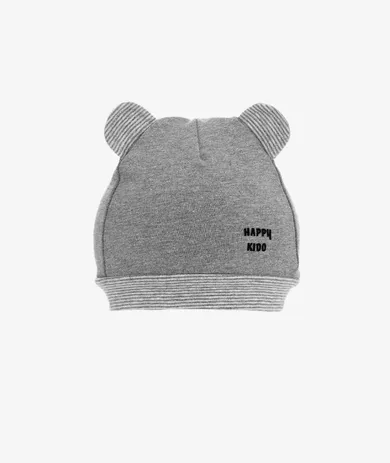 Czapka chłopięca, ciemnoszara, uszy, Happy kido, Iltom