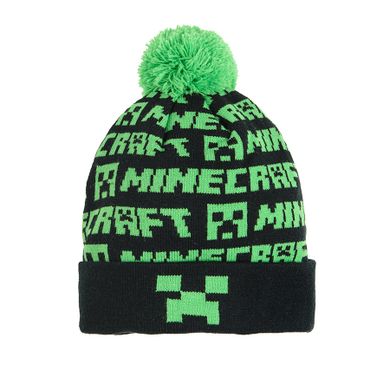 Czapka chłopięca, czarno-zielona, Minecraft