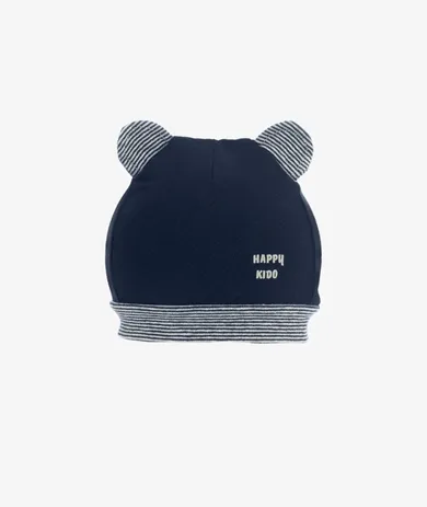 Czapka chłopięca, granatowa, uszy, Happy kido, Iltom