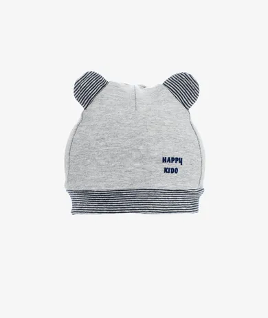 Czapka chłopięca, jasnoszara, uszy, Happy kido, Iltom