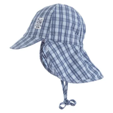 Czapka chłopięca safari, wiązana, niebieska, Döll