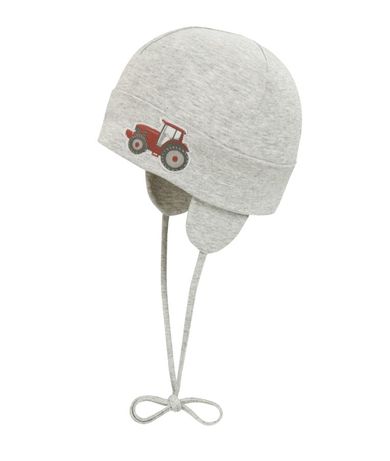 Czapka chłopięca, szara, traktor, Döll