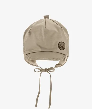 Czapka chłopięca, wiązana, beżowa, Iltom