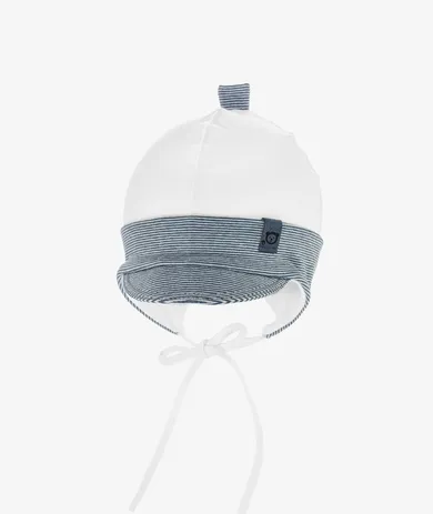 Czapka chłopięca, wiązana, biała, Iltom