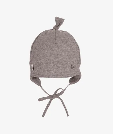 Czapka chłopięca, wiązana, brązowa, supełek, Iltom