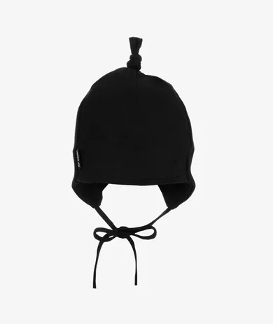 Czapka chłopięca, wiązana, czarna, supełek, Iltom