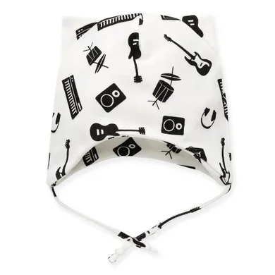 Czapka chłopięca, wiązana, ecru, Pinokio