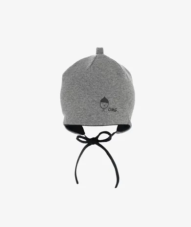 Czapka chłopięca, wiązana, grafitowa, Iltom