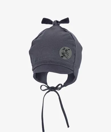 Czapka chłopięca, wiązana, grafitowa, Iltom