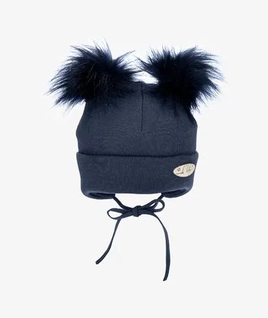Czapka chłopięca, wiązana, granatowa, Iltom