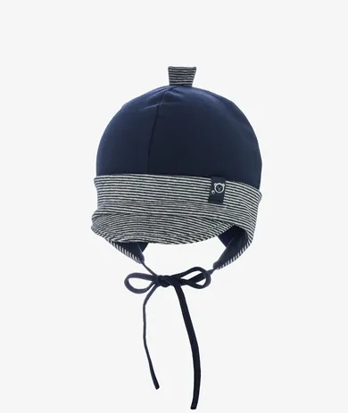 Czapka chłopięca, wiązana, granatowa, Iltom