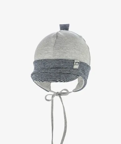 Czapka chłopięca, wiązana, szara, Iltom