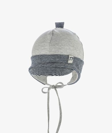 Czapka chłopięca, wiązana, szara, Iltom