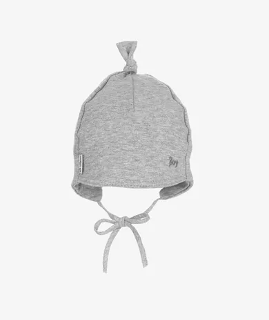Czapka chłopięca, wiązana, szara, supełek, Iltom
