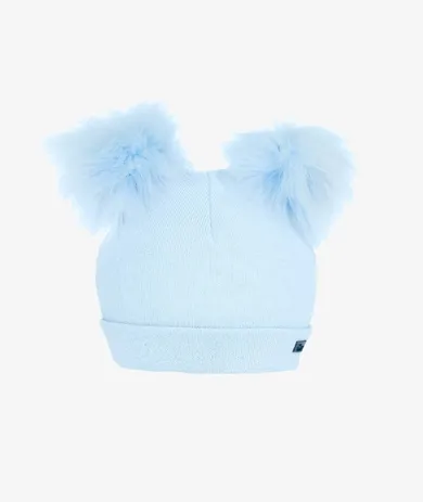 Czapka chłopięca z pomponami, jasnoniebieska, Iltom