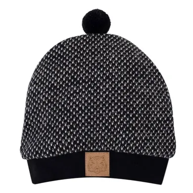 Czapka chłopięca z pomponem, czarna, Pinokio