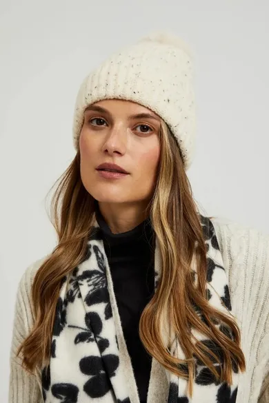 Czapka damska, beżowa, Moodo