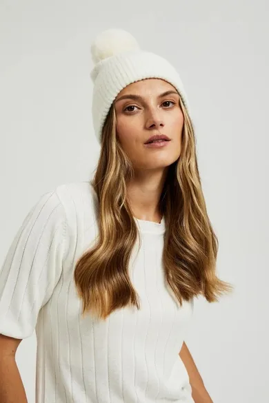 Czapka damska, biała, Moodo