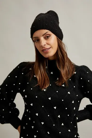 Czapka damska, czarna, Moodo