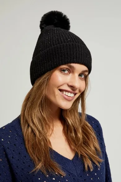 Czapka damska, czarna, Moodo