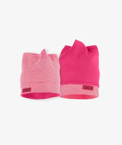 Czapka dziecięca, dwustronna, jasnobordowa, Iltom