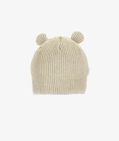 Czapka dziecięca, prążkowana, beżowa, Iltom