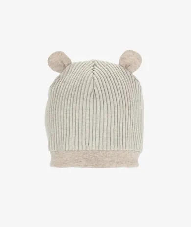 Czapka dziecięca, prążkowana, beżowa, Iltom
