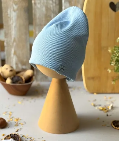 Czapka dziecięca, prążkowana, jasnoniebieska, smerfetka, Iltom