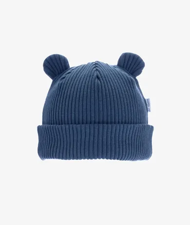 Czapka dziecięca, prążkowana, niebieska, Iltom