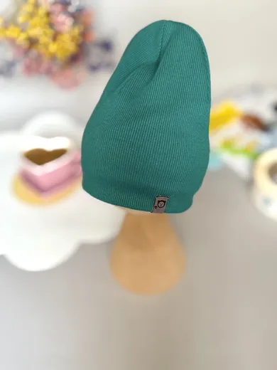 Czapka dziecięca, prążkowana, zielona, Iltom