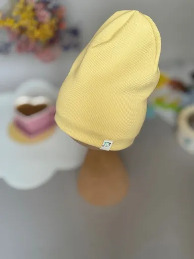 Czapka dziecięca, prążkowana, żółta, Iltom