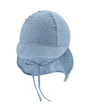 Czapka dziecięca safari, wiązana, niebieska, Iltom
