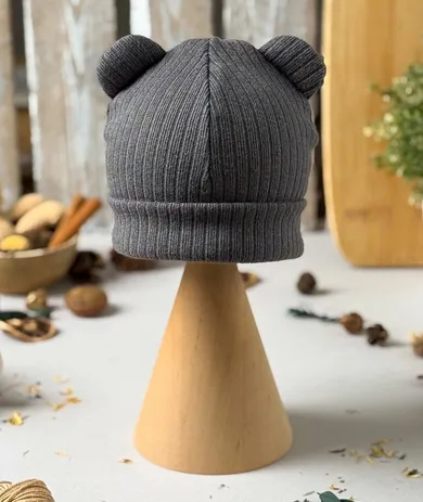 Czapka dziecięca, sweterkowa, grafitowa, Iltom
