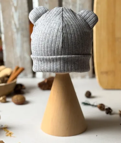 Czapka dziecięca, sweterkowa, szara, Iltom